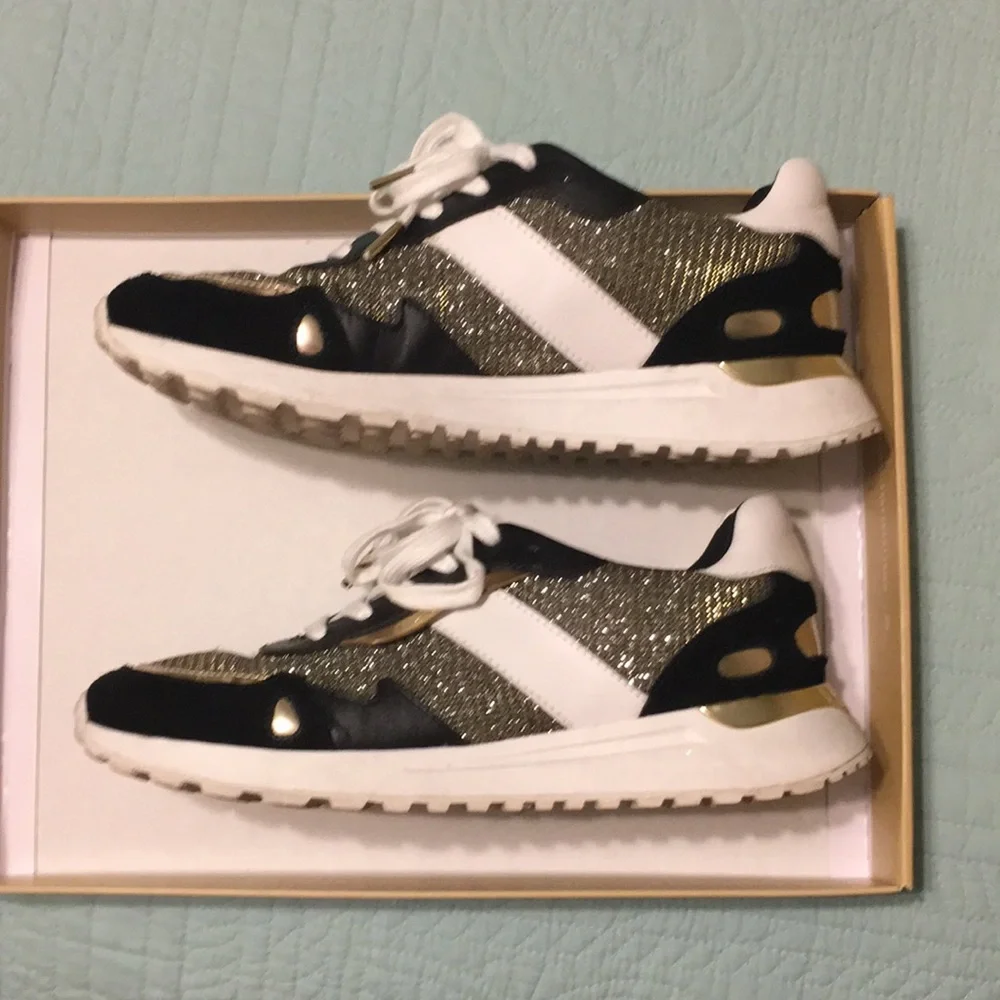 Michael Kors Gold and Black Monroe Trainers - Picture 3 of 10